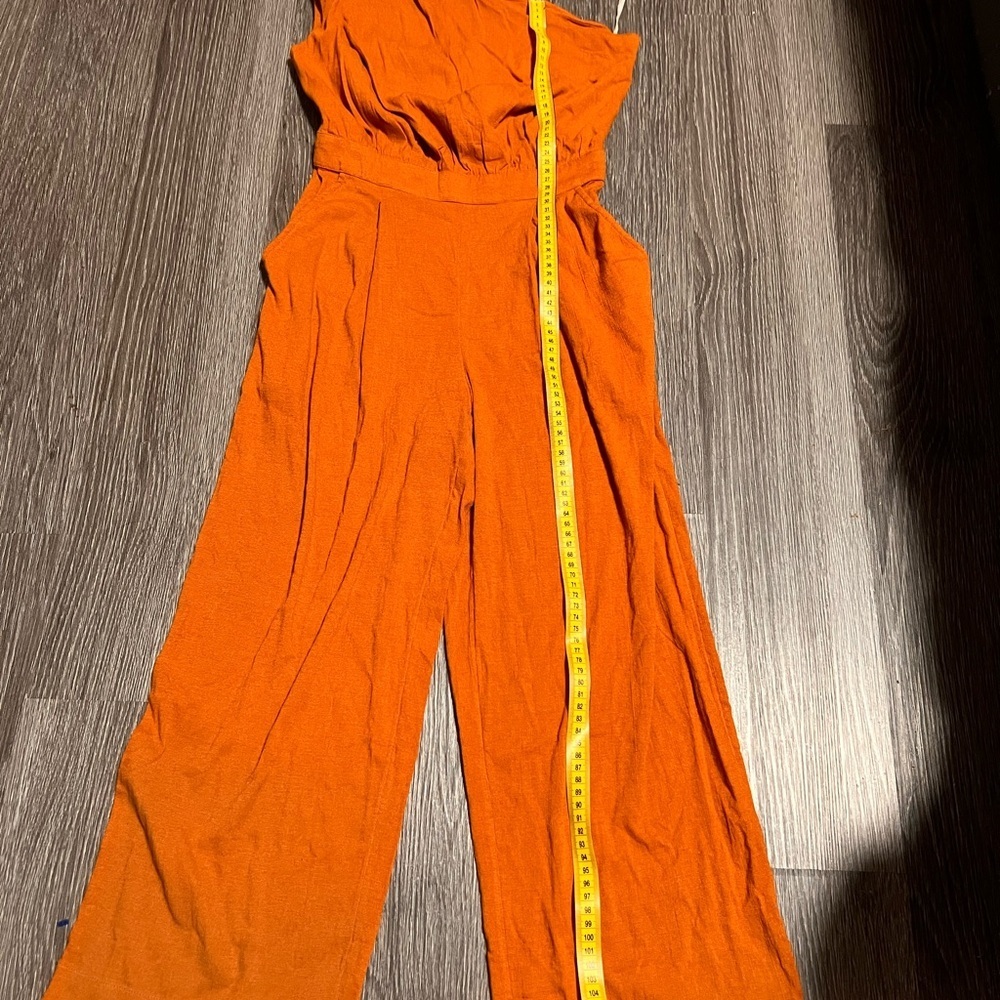 Free People Orange Wide-Leg Jumpsuit with Elasticated Neckline - Picture 7 of 7